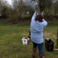 Jennifer breaking a clay - 19th Feb